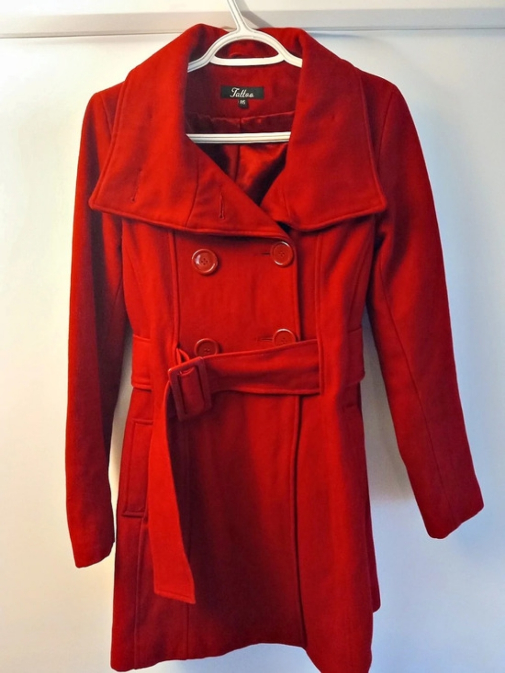 Tattoo Red Belted Trench Coat Size P/S
